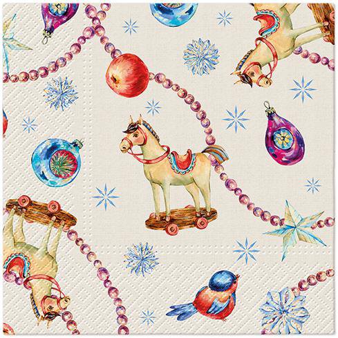 Image of PAW Servíettur 3laga 20stk 33x33cm Horses And Baubles