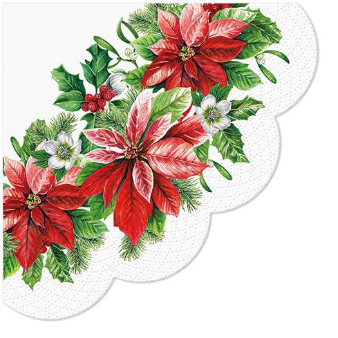 Image of PAW Servíettur 3laga 20stk 33x33cm Glory Poinsettia
