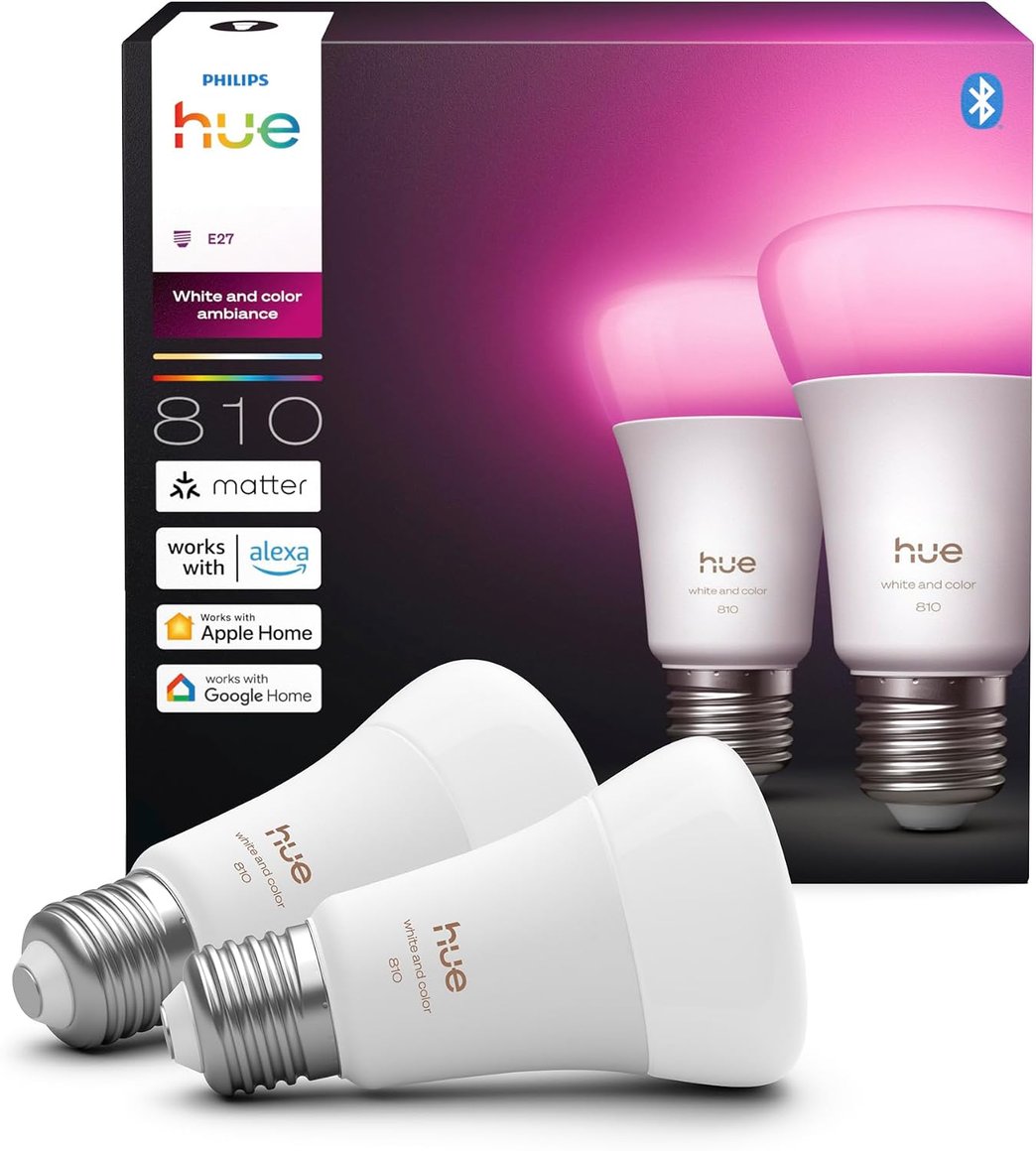 Image of Philips Hue E27 Pera RGB 810lm 2stk