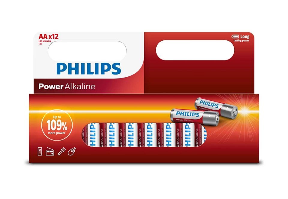 Philips Rafhlöður Powerlife AA 12stk