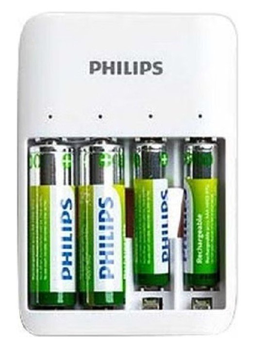 Philips Hleðslutæki fyrir AA/AAA rafhlöður, hvítt