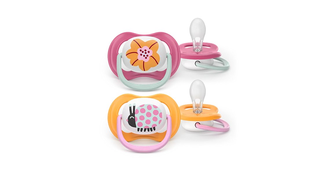Image of Philips-AVENT Snuð Ultra Air 6-18 mánaða 2stk bleikt/appelsínugult