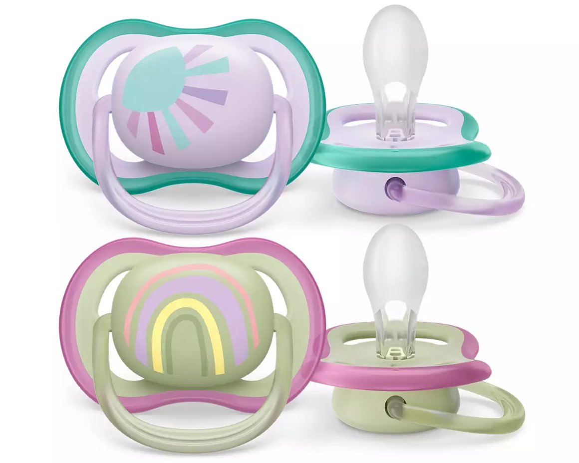Philips-AVENT Snuð 0-6 Mán 2stk UltraAir Sól og regnbogi fjólublátt/grænt