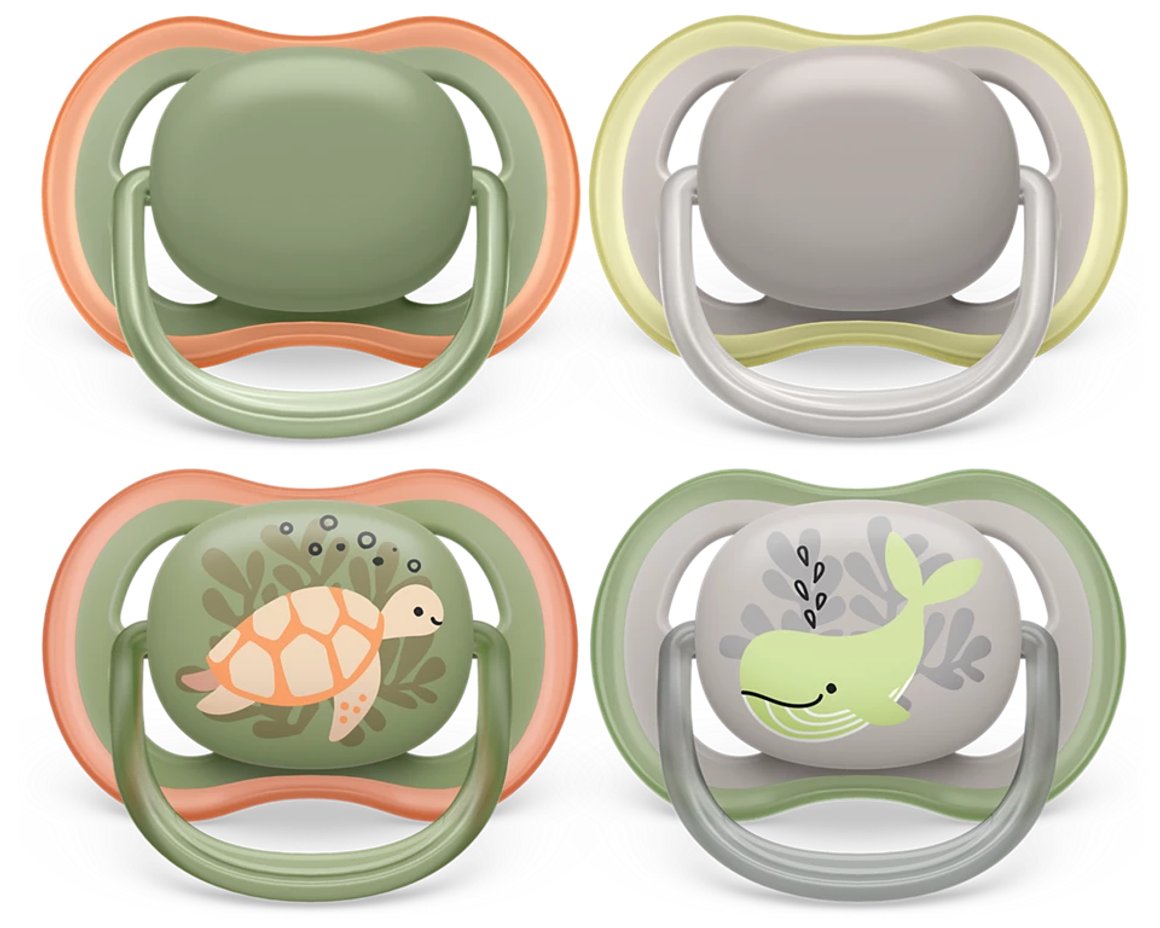 Image of Philips-AVENT Snuð 6-18 Mán 4stk UltraAir Skjaldbaka og hvalur