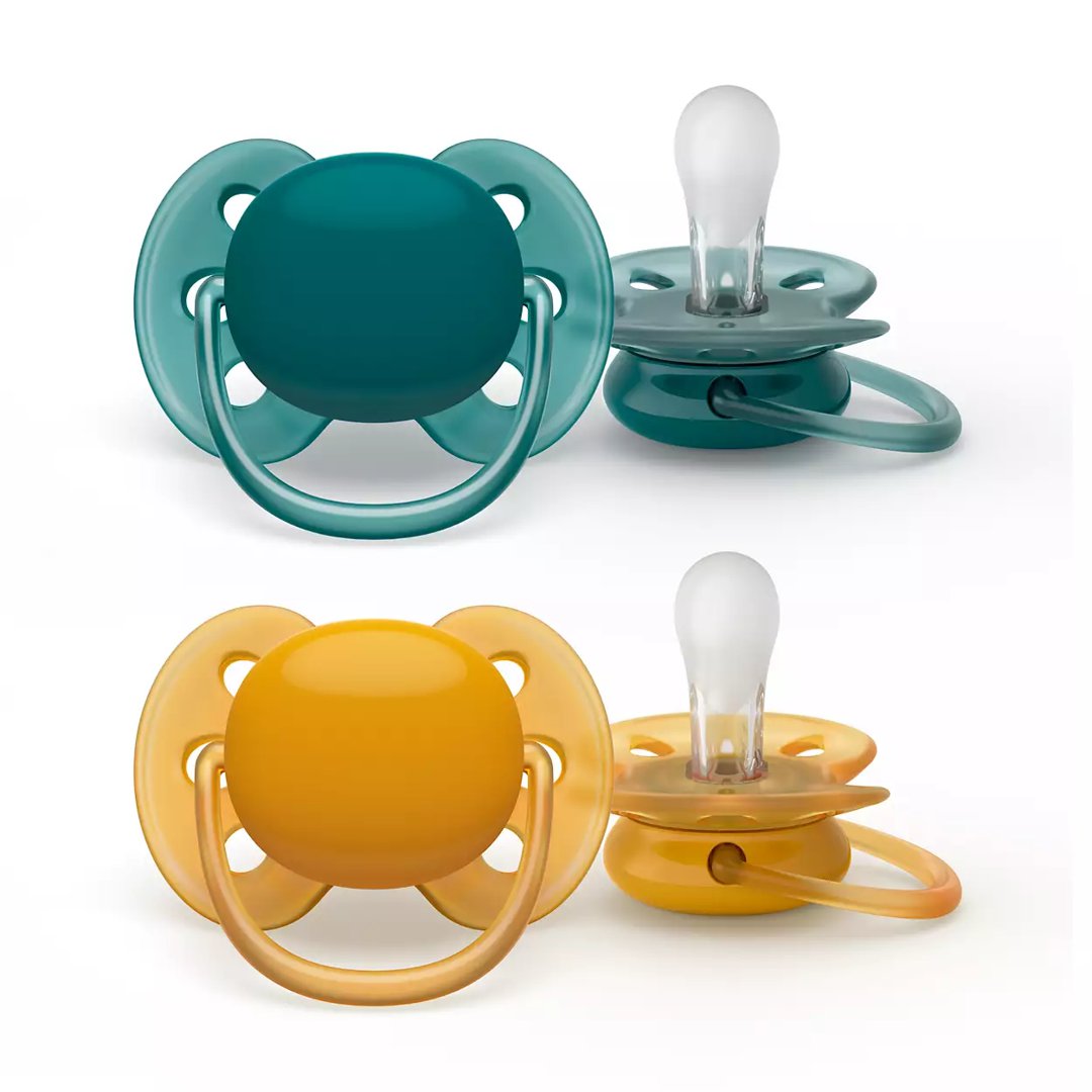 Image of Philips-AVENT Snuð Ultra Soft 6-18 mánaða 2stk gult/grænt