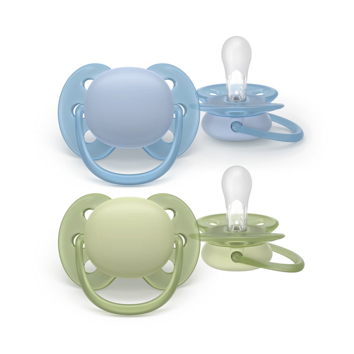 Philips-AVENT Snuð Ultra Soft 0-6 mánaða 2stk blátt/grænt
