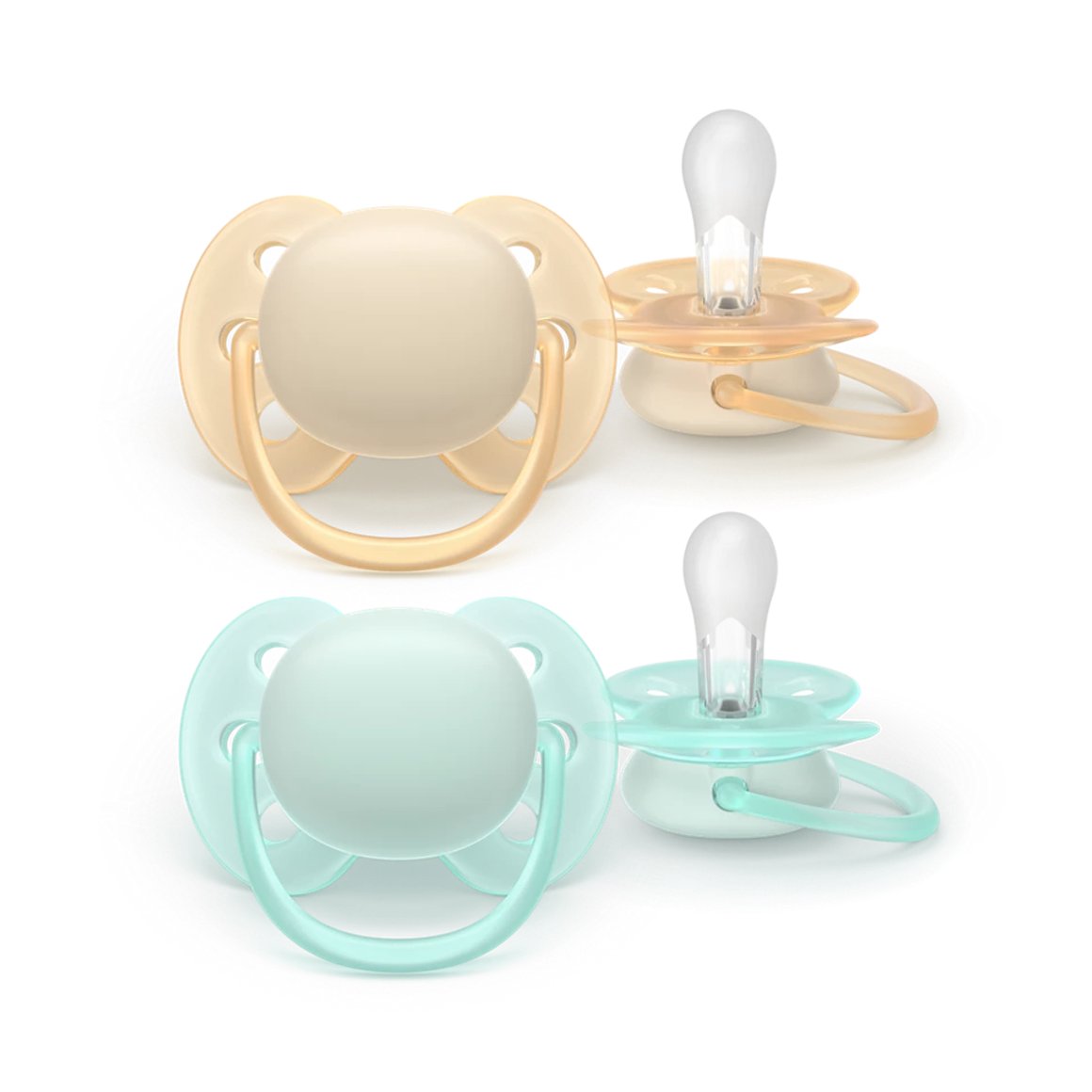 Philips-AVENT Snuð Ultra Soft 0-6 mánaða 2stk ljós appelsínugult/grænt