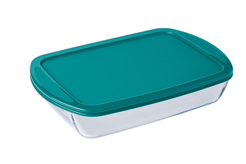 Image of Pyrex Gler fat ferkantað með höldum og loki 40x27cm