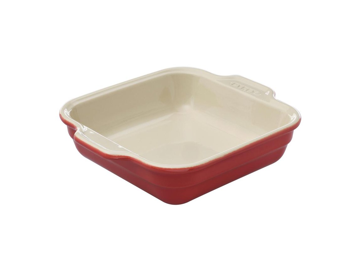 Pyrex Fat ferkantað 27x23cm Création red