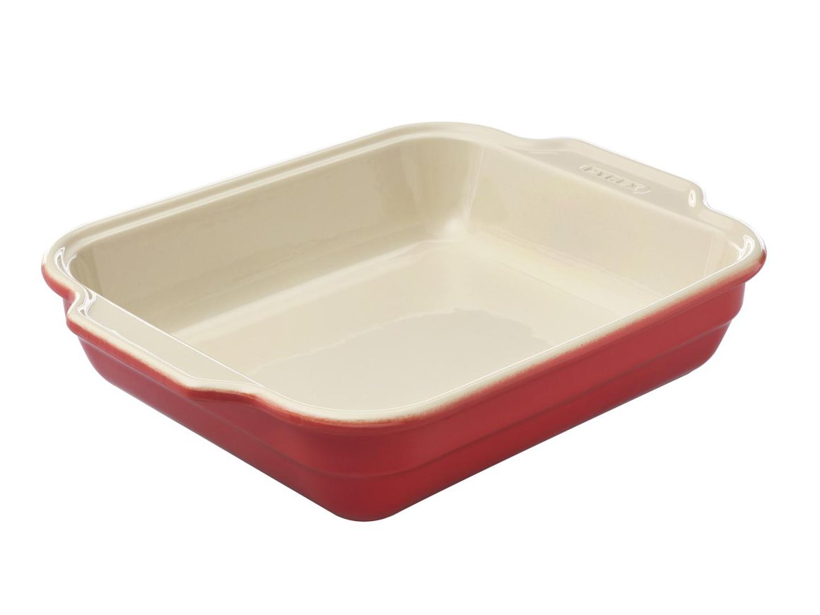 Pyrex Fat ferkantað 37x28cm Création red