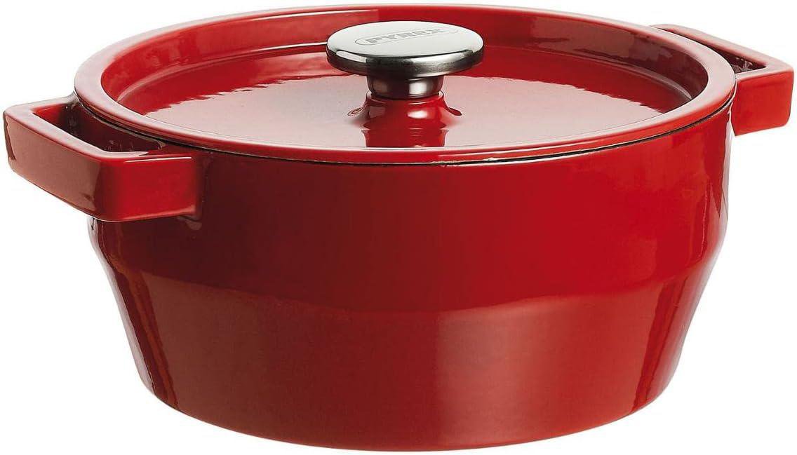 Image of Pyrex Pottur 24cm/4L kringlóttur SlowCook red