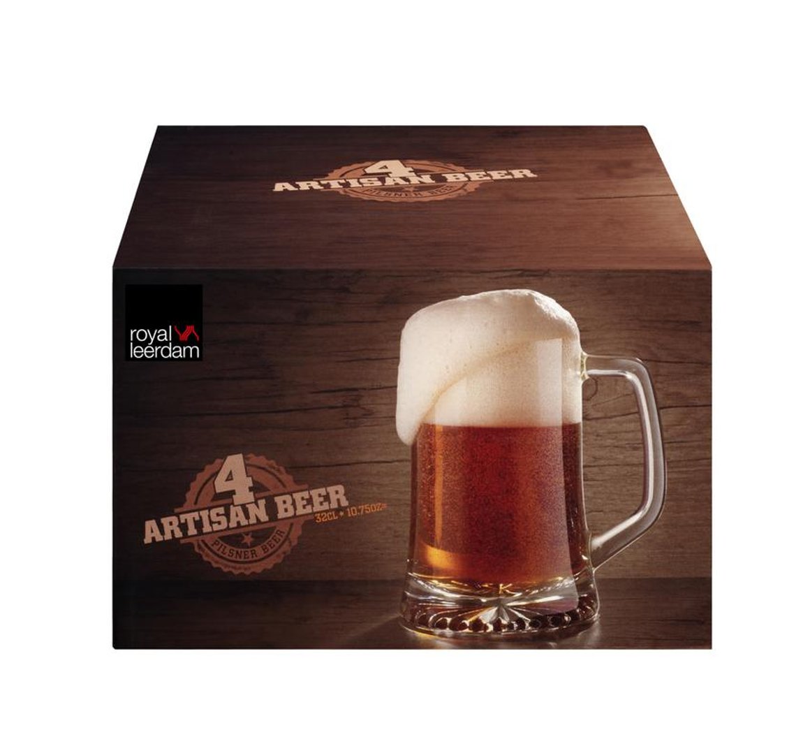 Image of Royal Leerdam Glas/krús bjór m/haldi 32cl Artisan 4stk