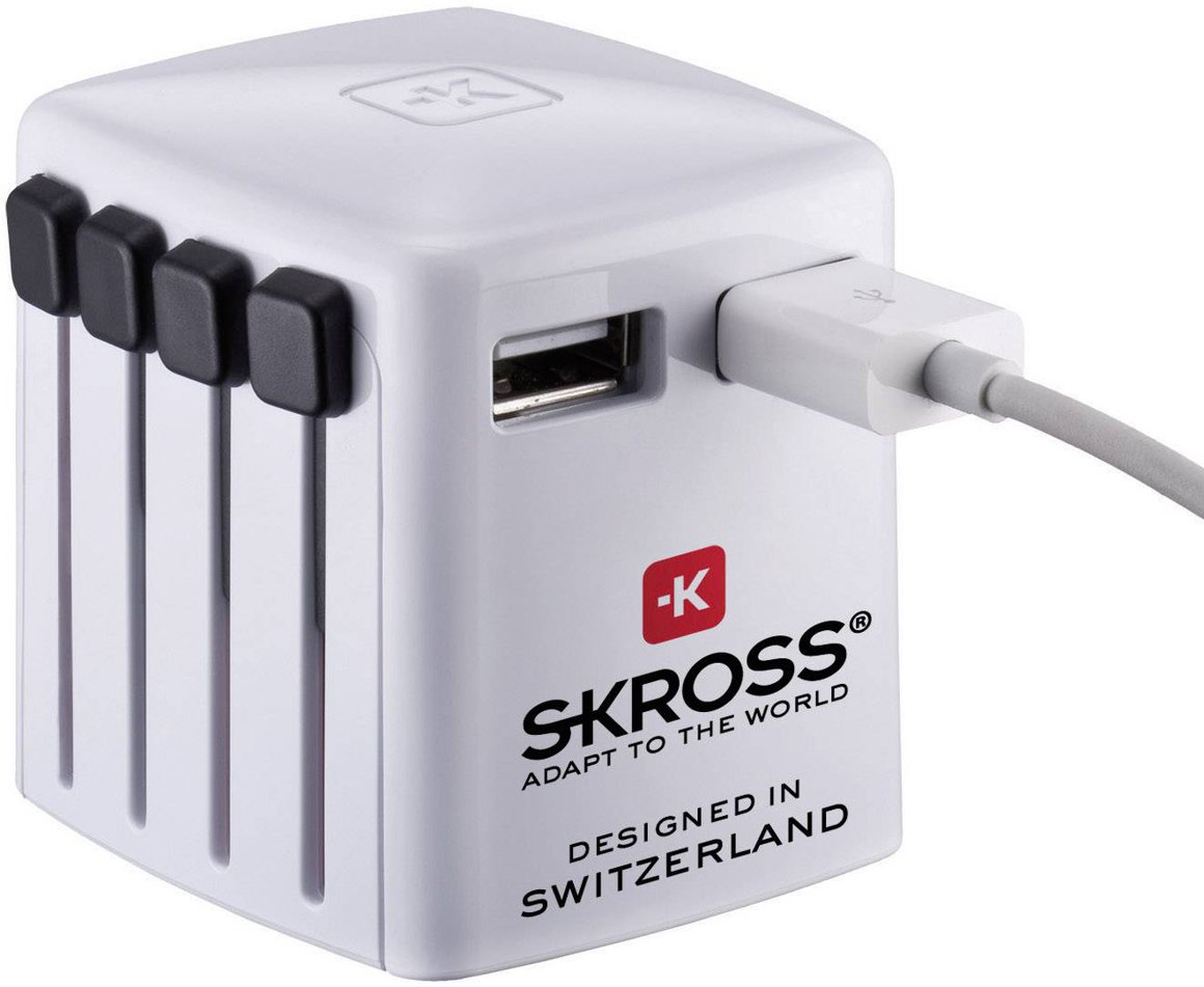 Skross World Breytistykki m. USB 2,4A