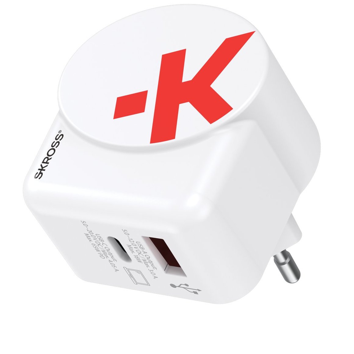 Image of Skross Hleðslutæki USB-A + USB-C 65W GaN USB-C snúru