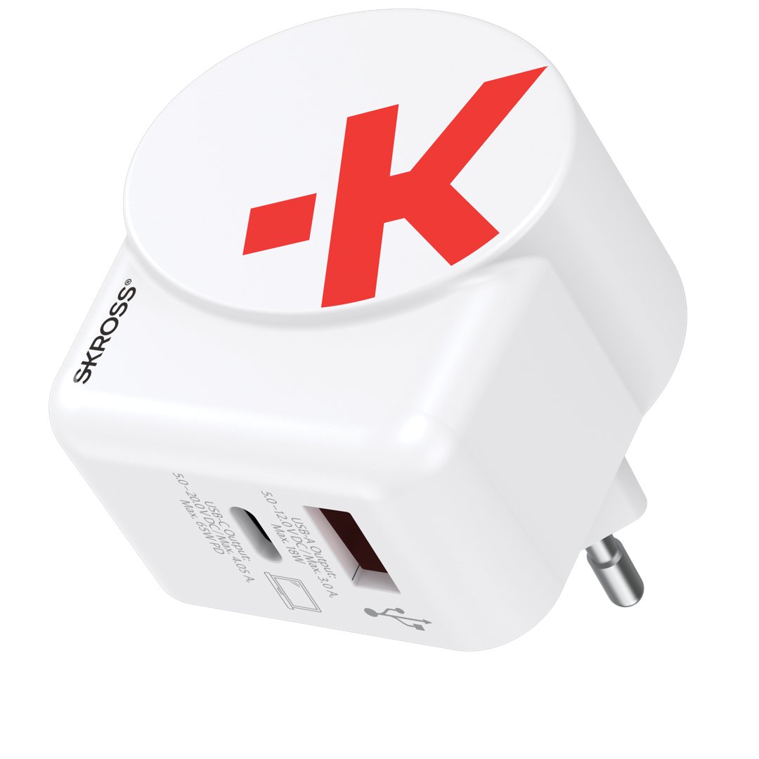 Skross Hleðslutæki USB-A + USB-C 65W GaN USB-C snúru
