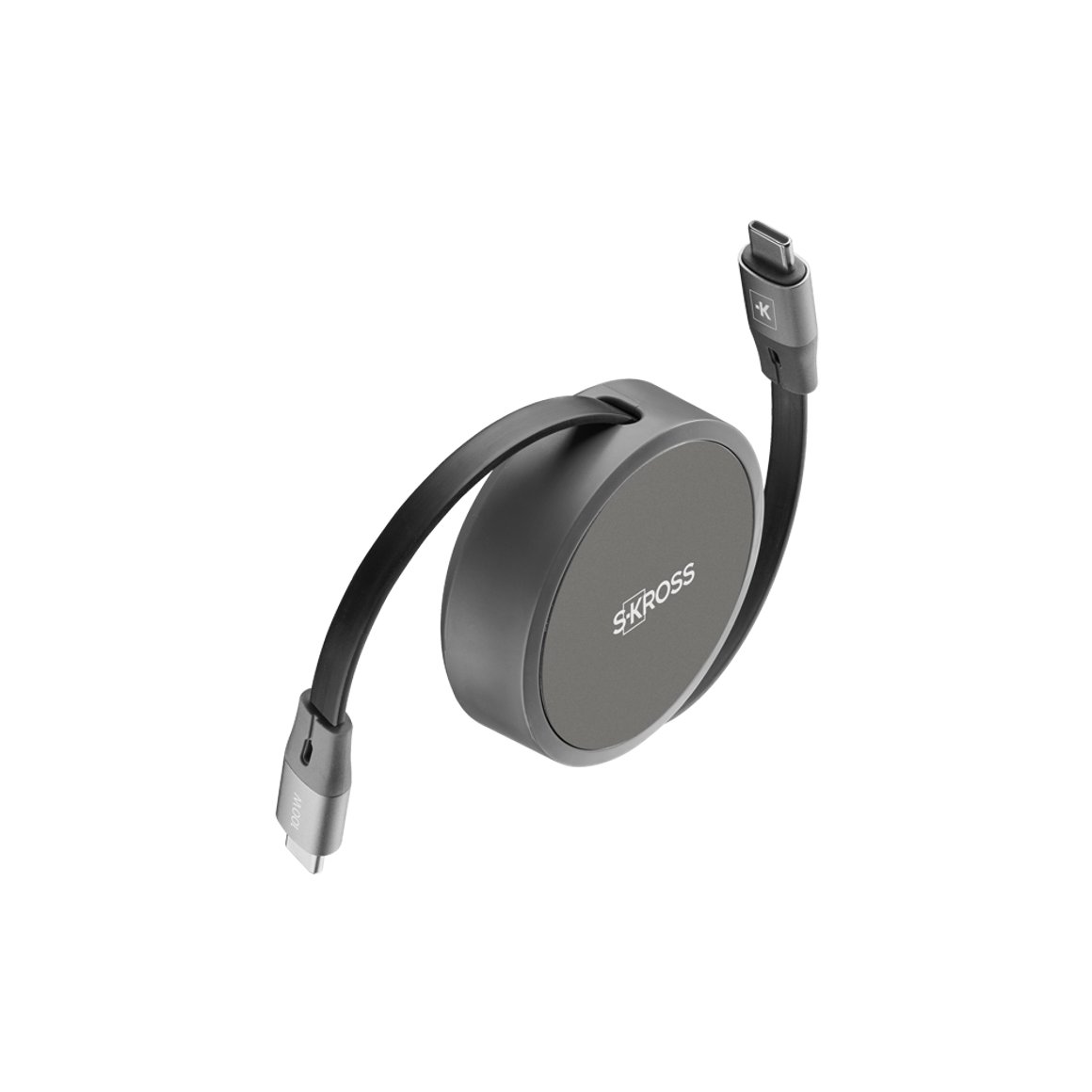 Skross USB-C kapall útdraganlegur 100cm 100W