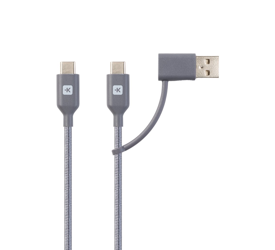 Skross USB-C Kapall með auka USB-A tengi