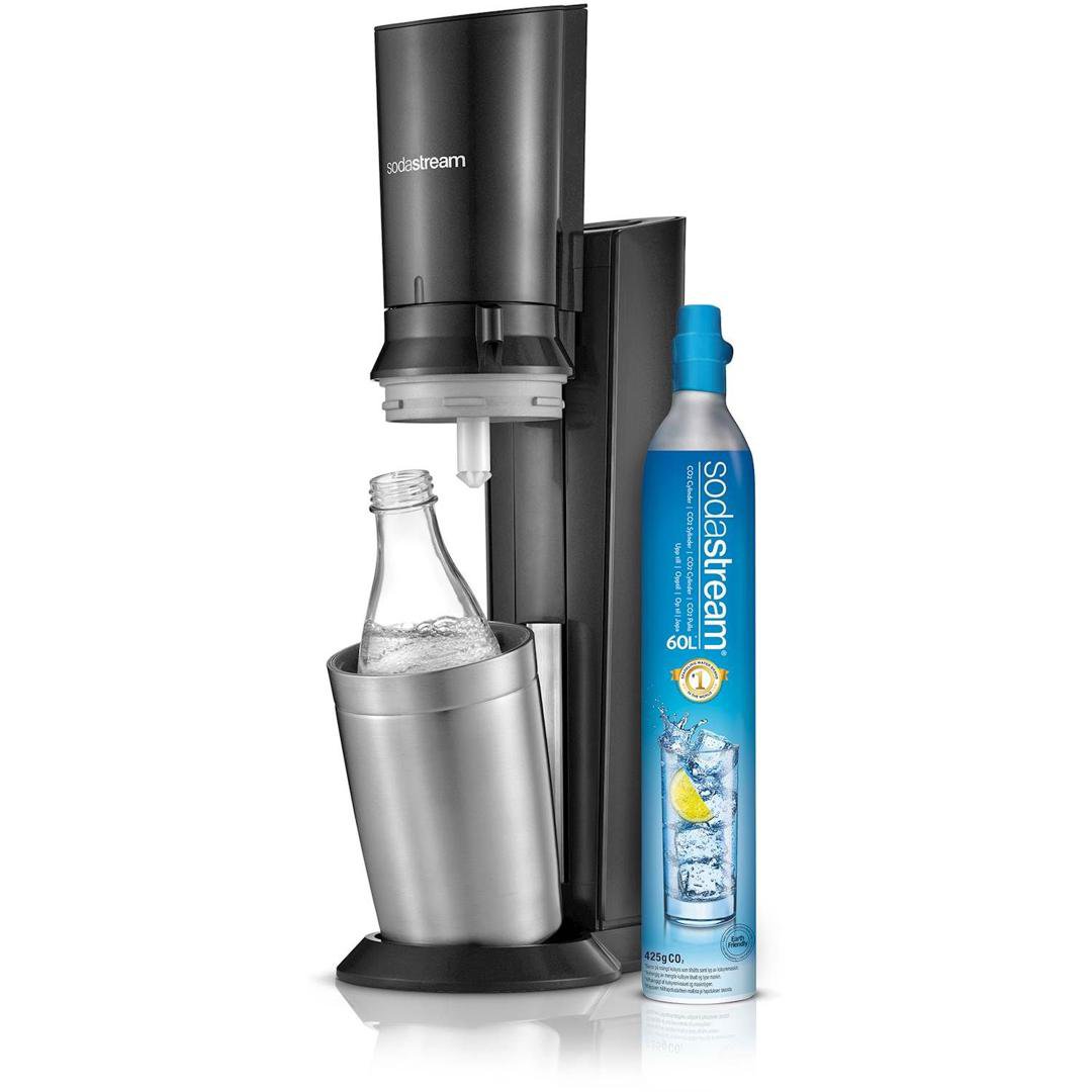 Image of Sodastream Crystal svart með glerflösku