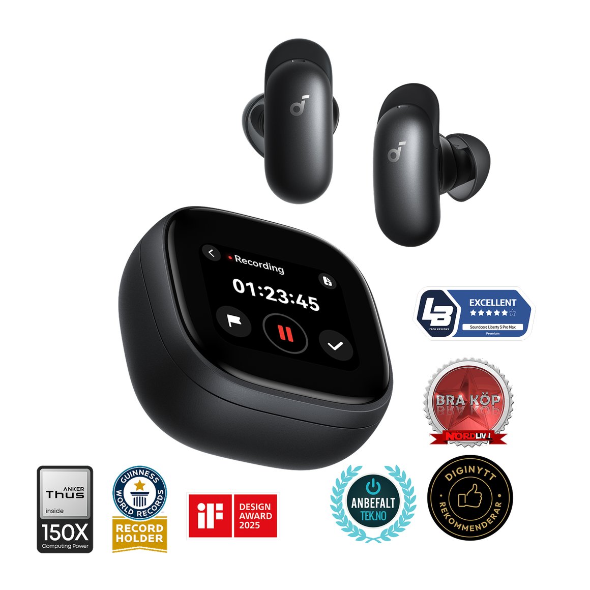 Soundcore Liberty 5 Pro Max þráðlausir tappar svartir