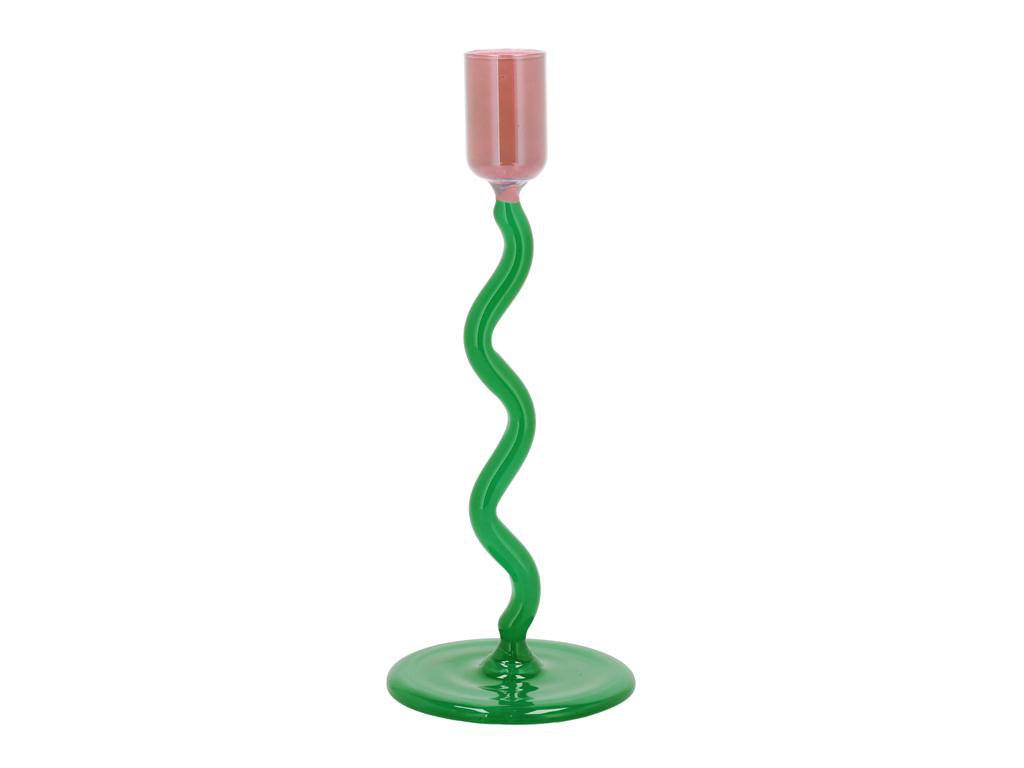 Villa Collection Kertastjaki gler 8,5x19,6cm green/rose