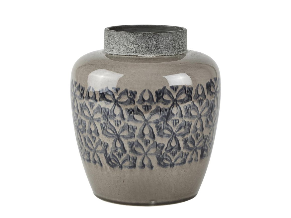 Image of Villa Collection Vasi keramik með mynstri grey/blue