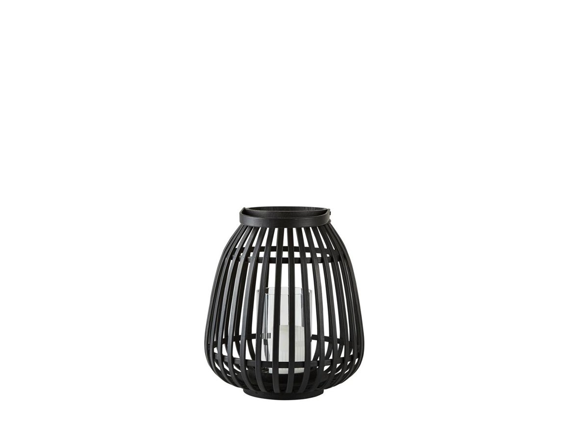 Villa Collection Lukt bambus m/gleri 25x30cm black