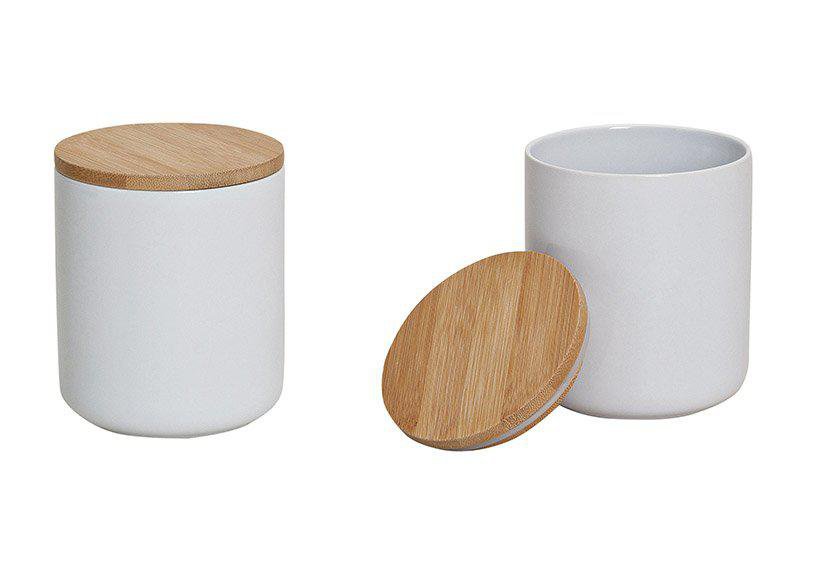Wurm Krukka keramik með bambus loki ö:10cm h:12cm white
