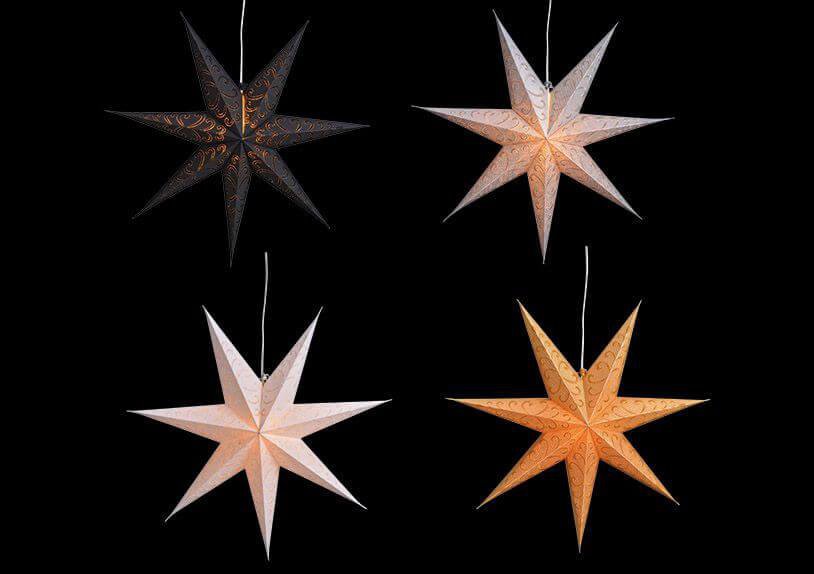 Image of Wurm Ljós jólastjarna, gull, silfur, svört og hvít