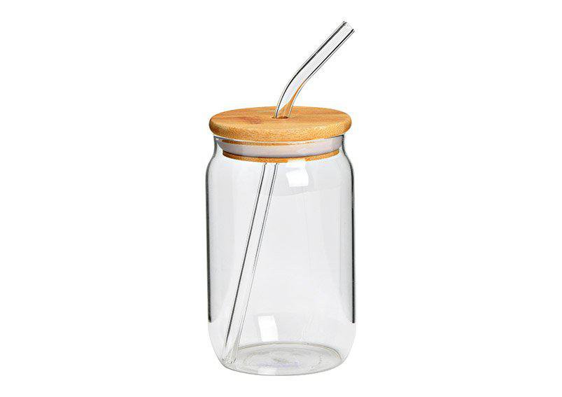Wurm Glas með bambus loki og gler röri h:12cm