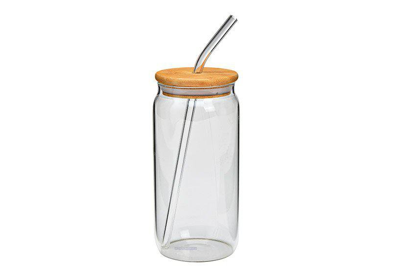 Wurm Glas með bambus loki og gler röri h:16cm