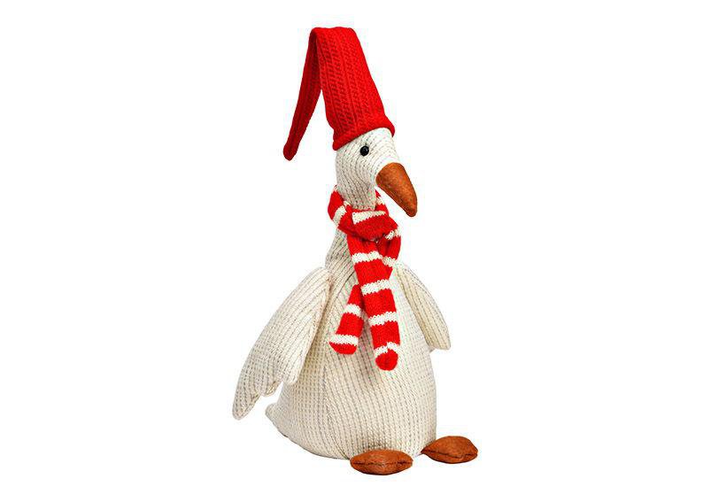 Image of Wurm Jólaönd mjúk 33cm hvít með jólahúfu og trefil