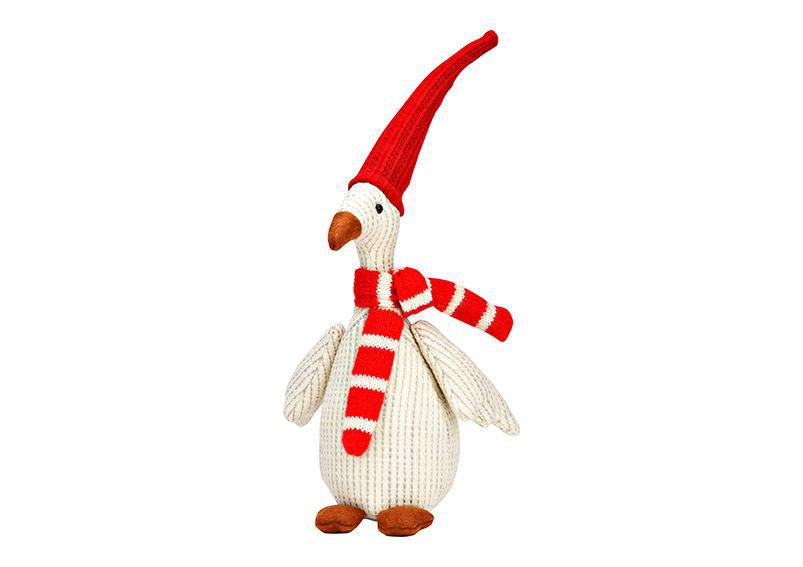 Image of Wurm Jólaönd mjúk 26cm hvít með jólahúfu og trefil