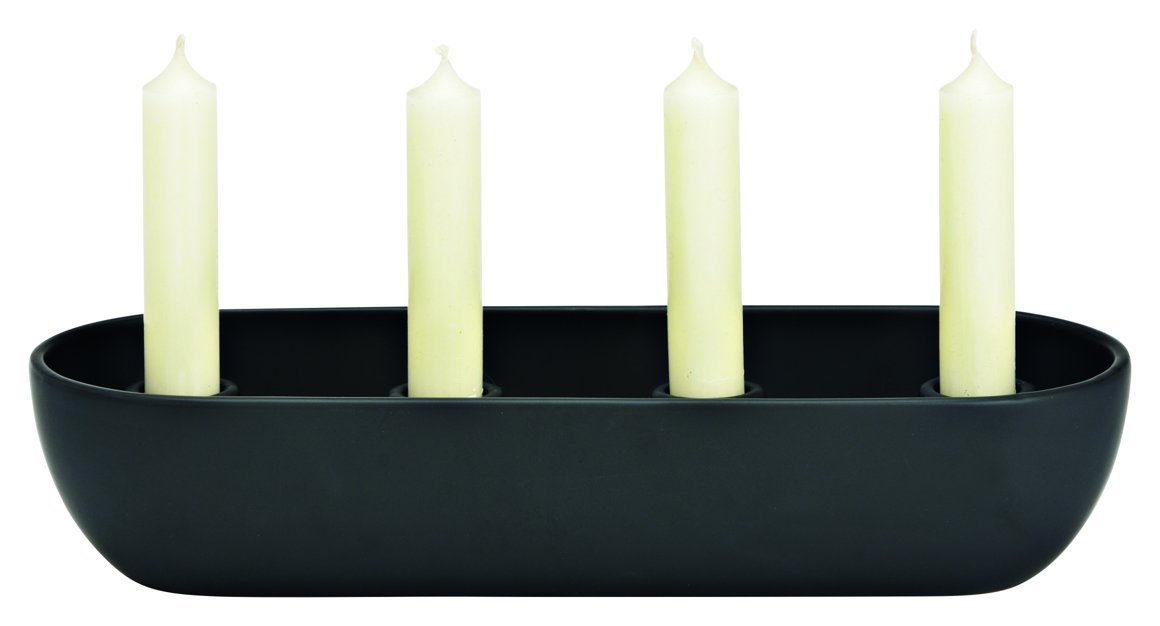 Wurm Kertastjaki fyrir 4 kerti oval lengd:31cm svartur