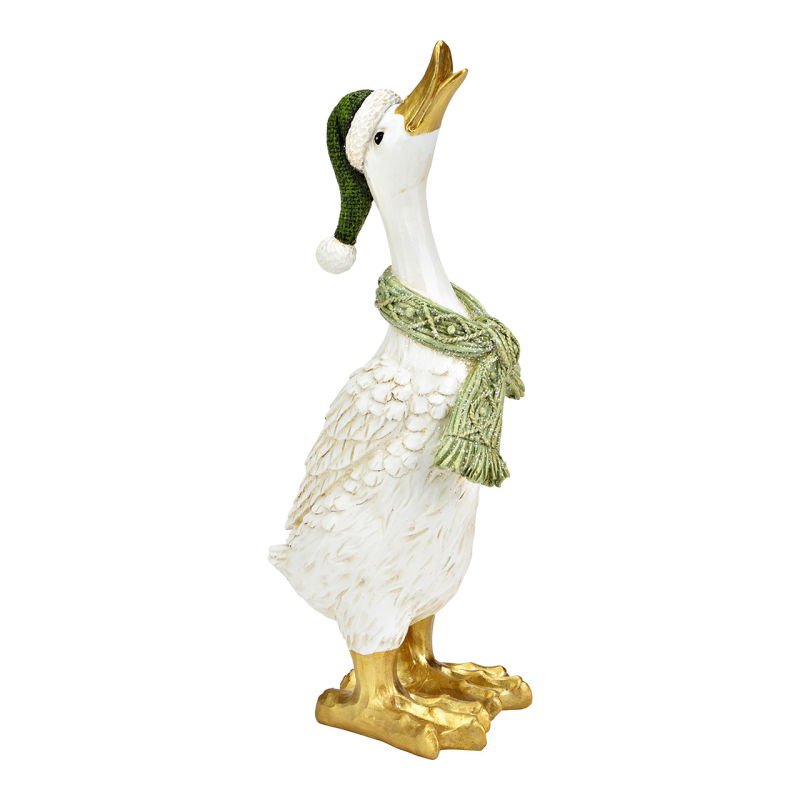 Image of Wurm Stytta önd með jólasveinahúfu og trefil 29cm græn